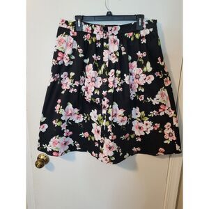 ABS Allen Schwartz Black Floral Skirt Sz PXL